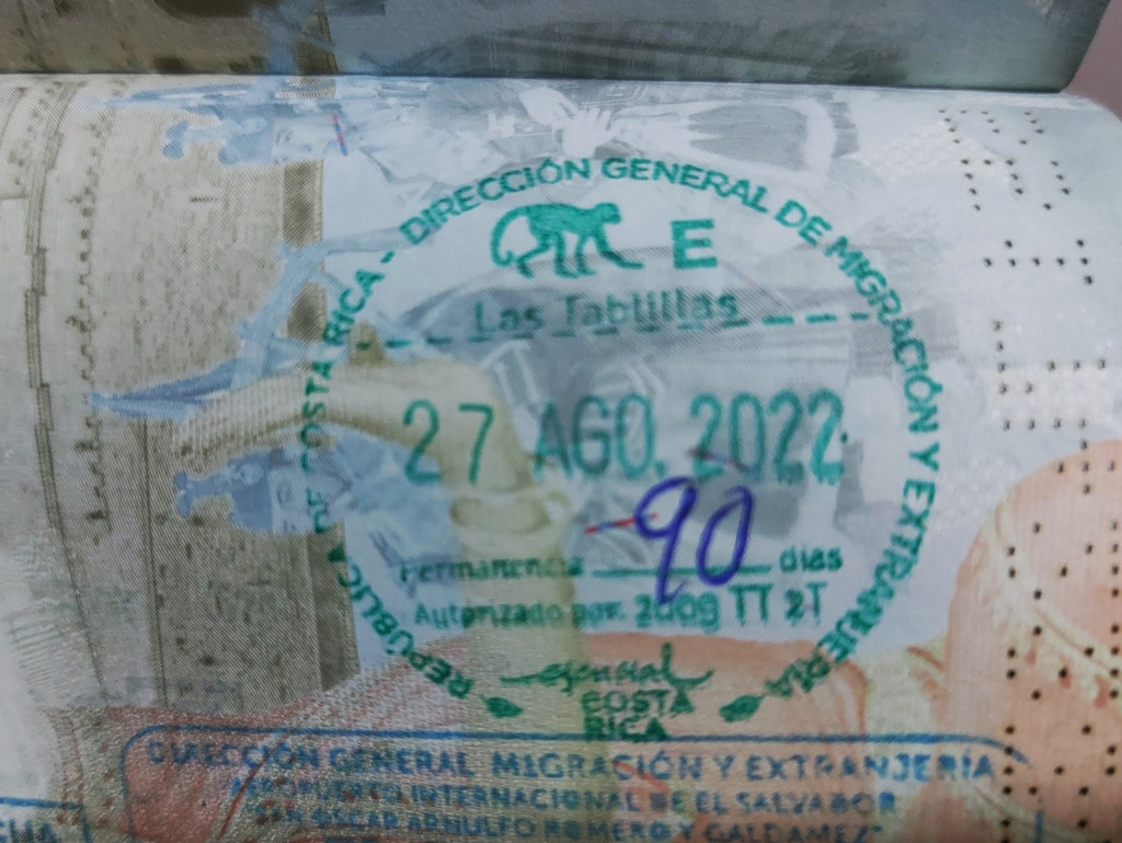 passport stamps from Nicaragua