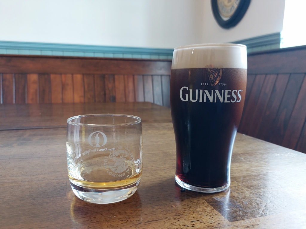 Guinness and a Bushmills Whiskey