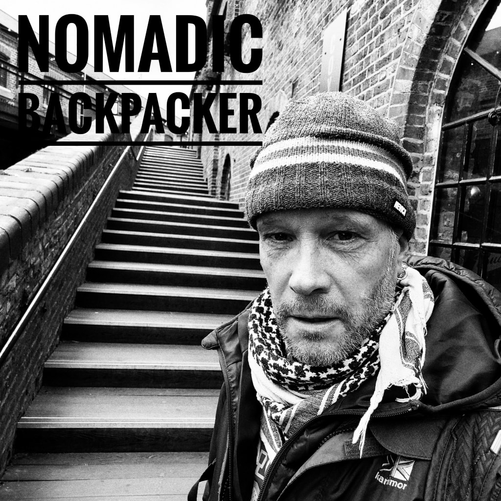 Nomadic Backpacker at the Clash Steps in London
